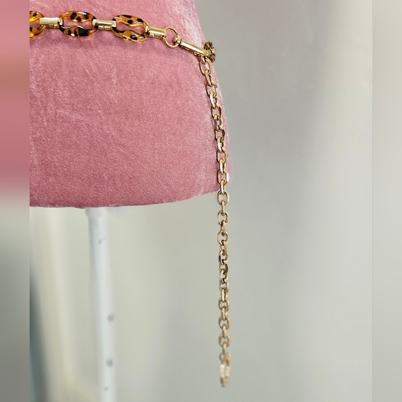 Steve Madden gold and faux tortoise shell chain belt. Adjustable - Picture 4 of 8